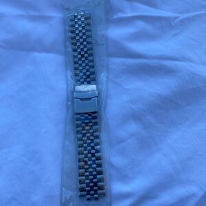NEW SILVER FOR 22mm JUBILEE STAINLESS STEEL WATCH BAND BRACELET WITH LOGO